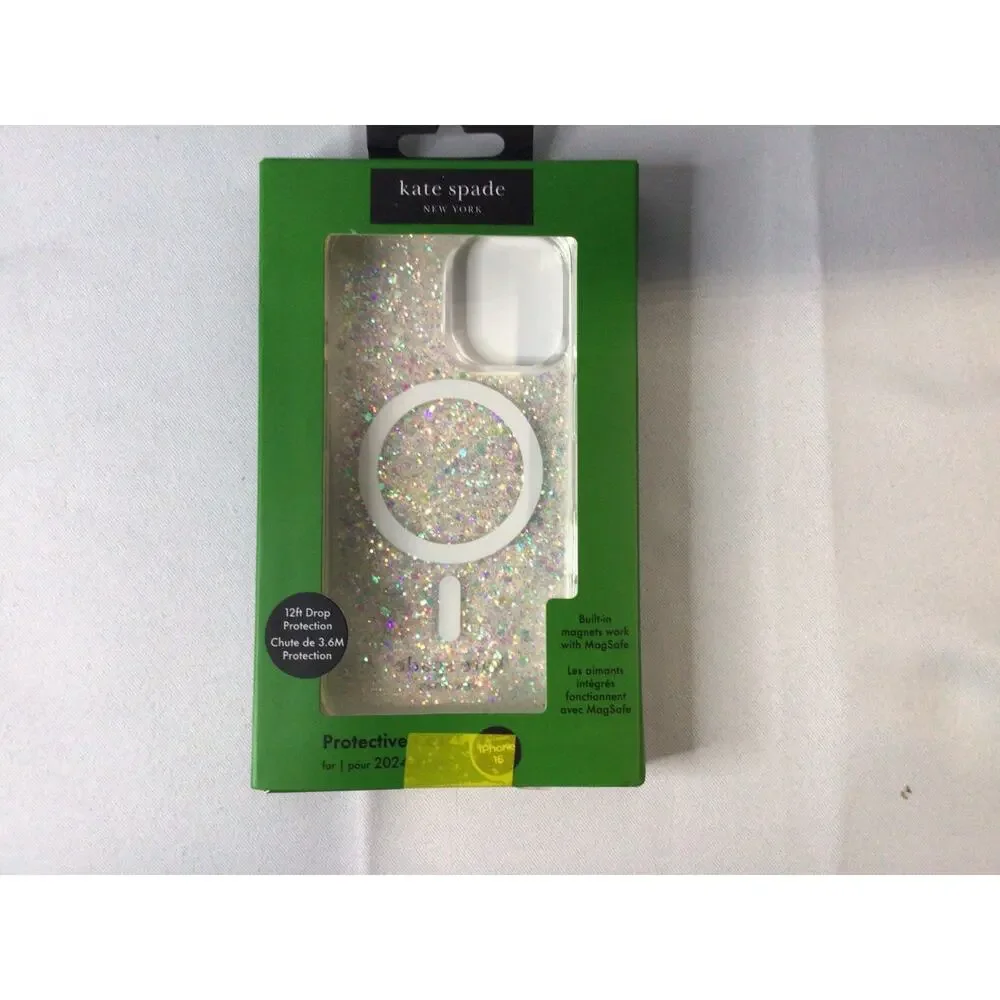 New Kate Spade NY Protective Magsafe Case For iPhone 16 In Glitter Iridescent
